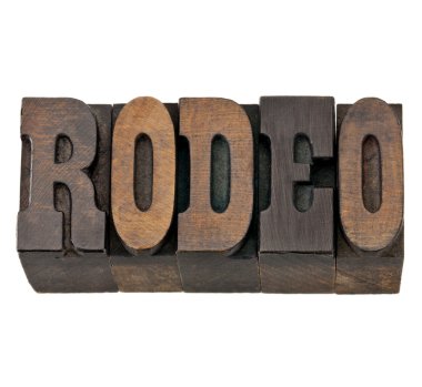 Rodeo word in letterpress wood type clipart
