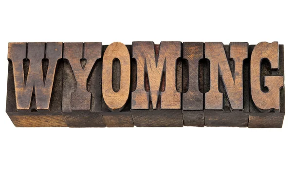 Wyoming nome do estado em tipografia — Fotografia de Stock