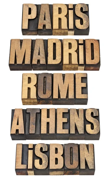 Paris, Madrid, Rom, Athen og Lissabon - Stock-foto