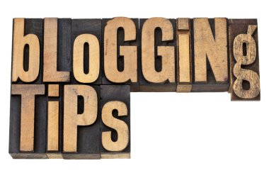 Blogging tips in letterpress type clipart