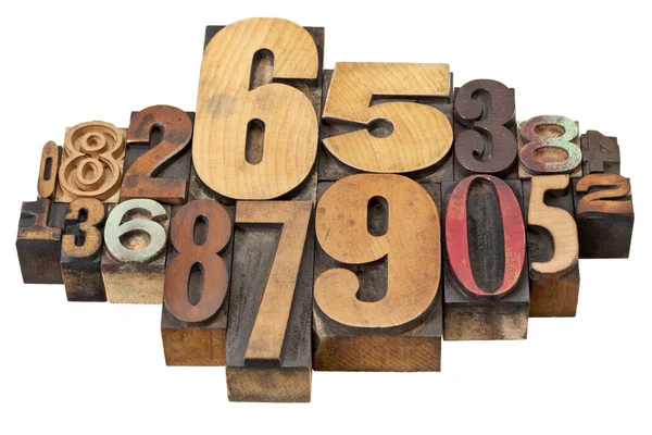 Number abstract in wood type — Stock Photo, Image