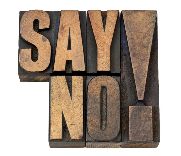 Say no exclamation in wood type — Stock Photo, Image