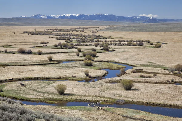 River meanders in North Park, Colorado — Stock Photo, Image