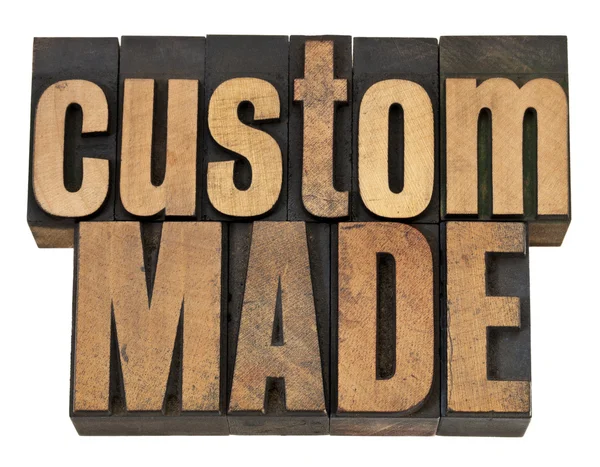Custom made in wood type — Stock Photo, Image
