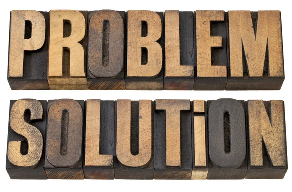 Problem and solution in wood type — Stock Photo, Image