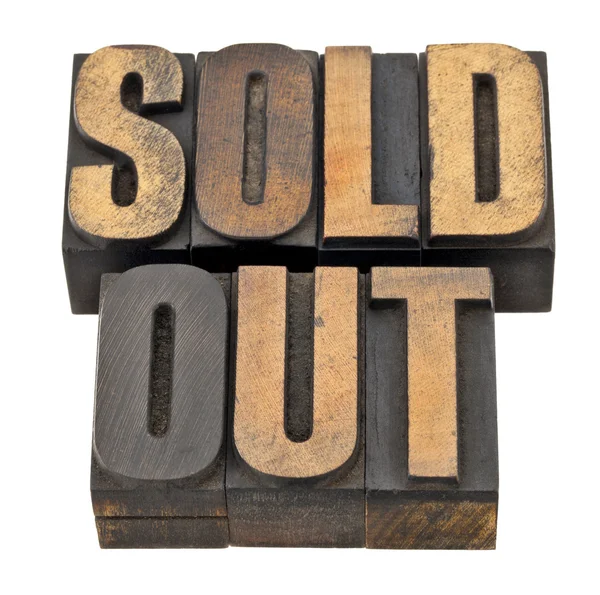 Sold out in letterpress type — Stock Photo, Image
