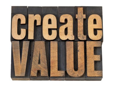 Create value text in wood type clipart