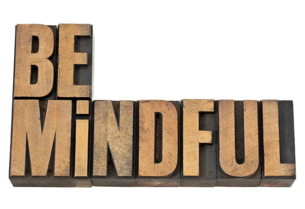 Be mindful in letterpress wood type — Stock Photo, Image