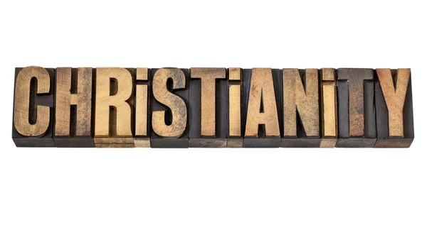 Christianity word in wood type — Stock Photo, Image