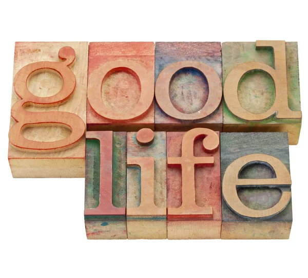 Καλή ζωή σε letterpress τύπου — Φωτογραφία Αρχείου