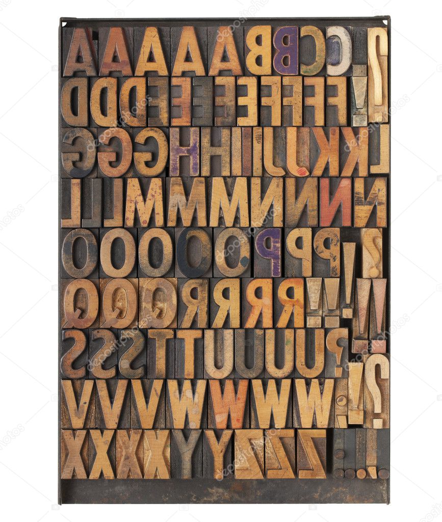 Vintage letterpress printing blocks