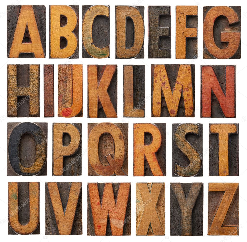 Vintage wooden alphabet set