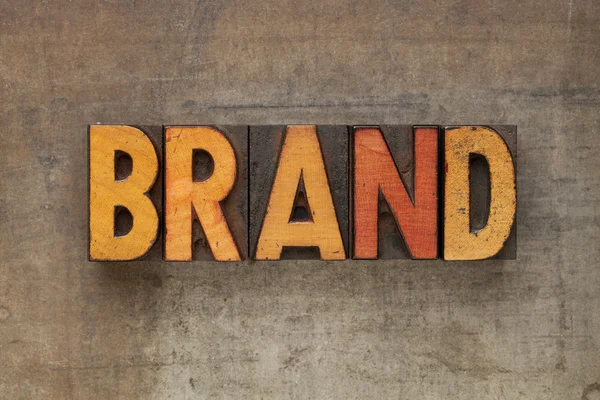 Brand word in letterpress type — Stock Photo, Image