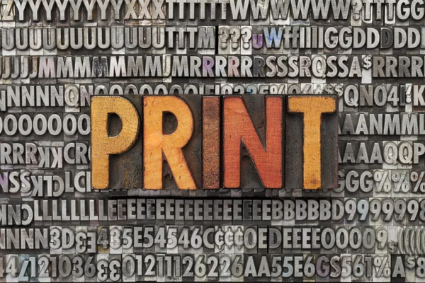 Print word in letterpress type — Stock Photo, Image