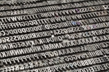 Vintage metal letters and numbers clipart