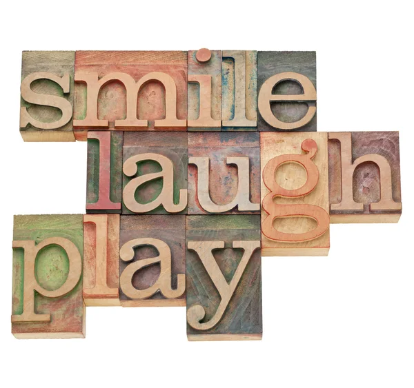 Uśmiech, śmiech, zabawa słowem streszczenie — Zdjęcie stockowe