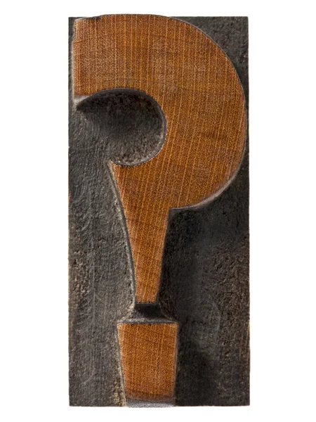 Soru işareti, antika letterpress — Stok fotoğraf