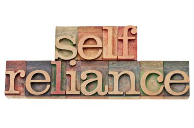 Selfreliance word in letterpress type clipart