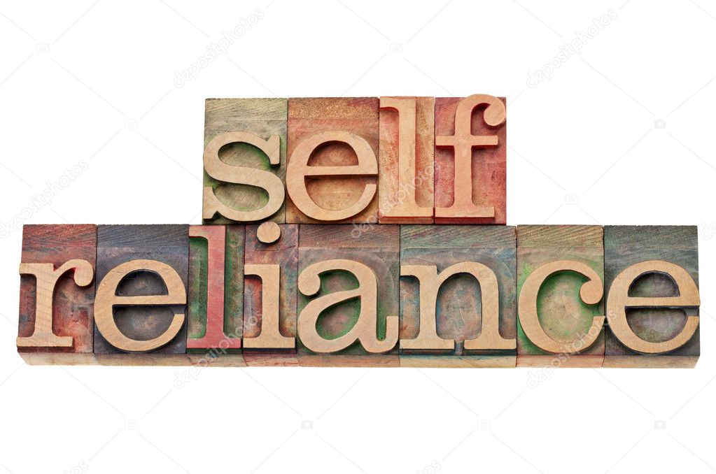 Selfreliance word in letterpress type