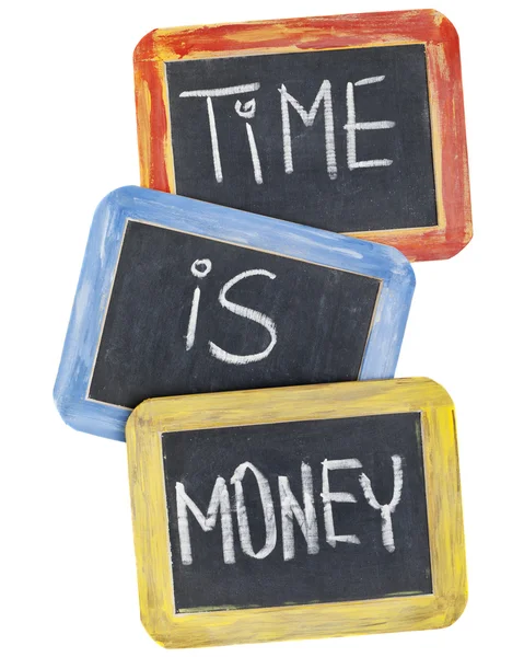 Tijd is geld op blackboard — Stockfoto