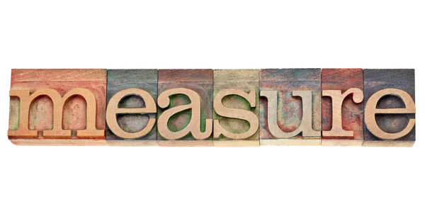 Measure - word in letterpress type — Stock Photo, Image
