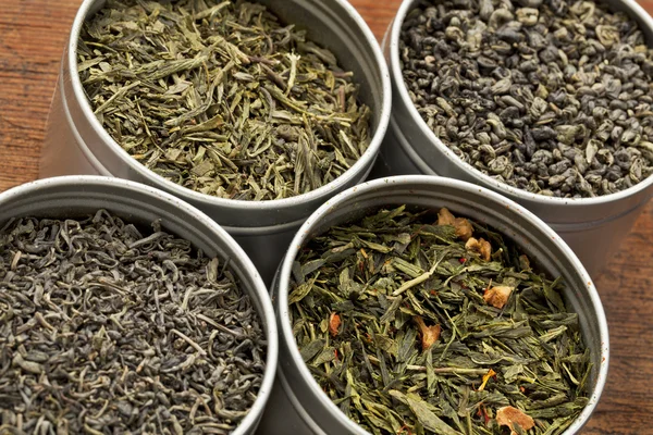 Zelený čaj vzorky — Stock fotografie