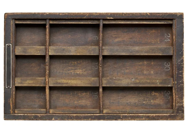 Cajón de impresora de madera vintage (tipógrafo) — Foto de Stock