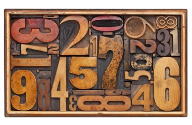 Antique wood number abstract clipart
