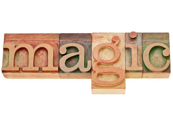 Μαγική λέξη letterpress τύπου — Φωτογραφία Αρχείου
