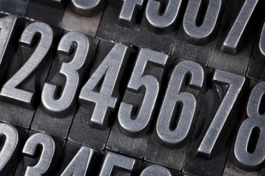 Numbers in old metal type clipart