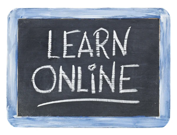 Learn online blackboard sign — Stock Photo, Image