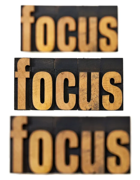 Focus concept in wood type — Stock Photo, Image