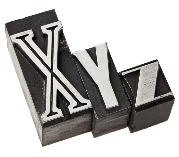 stock image Xyz letters in metal type