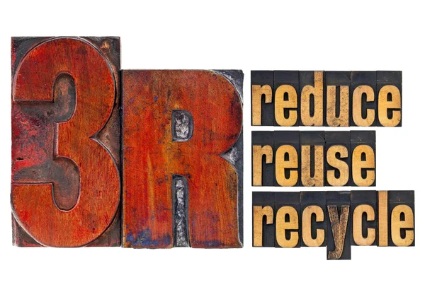 Μείωση, επαναχρησιμοποίηση, την ανακύκλωση - 3r έννοια — Φωτογραφία Αρχείου