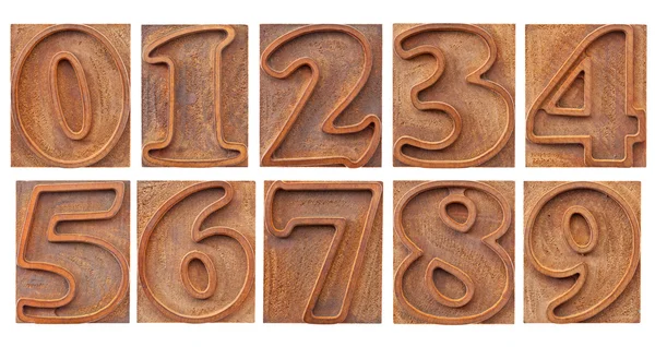 Outlined numbers in letterpress type — Stock Photo, Image