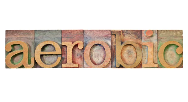 Aerobic word in letterpress type — Stock Photo, Image