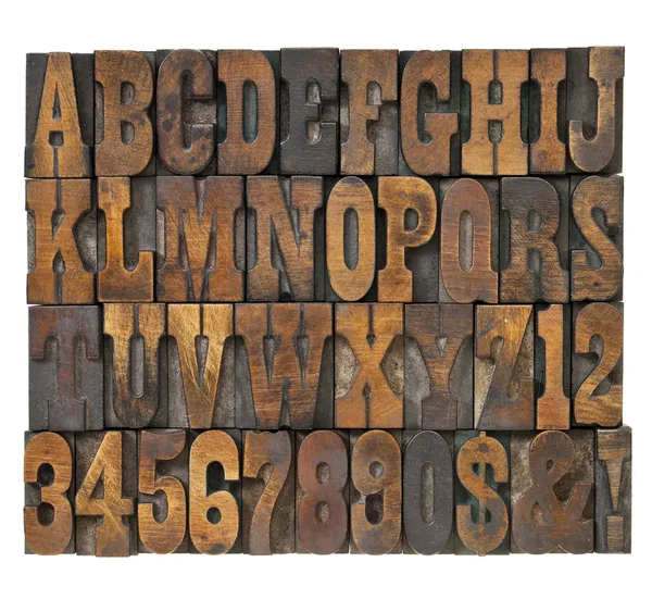 Buchstaben und Zahlen in Vintage-Ausführung — Stockfoto
