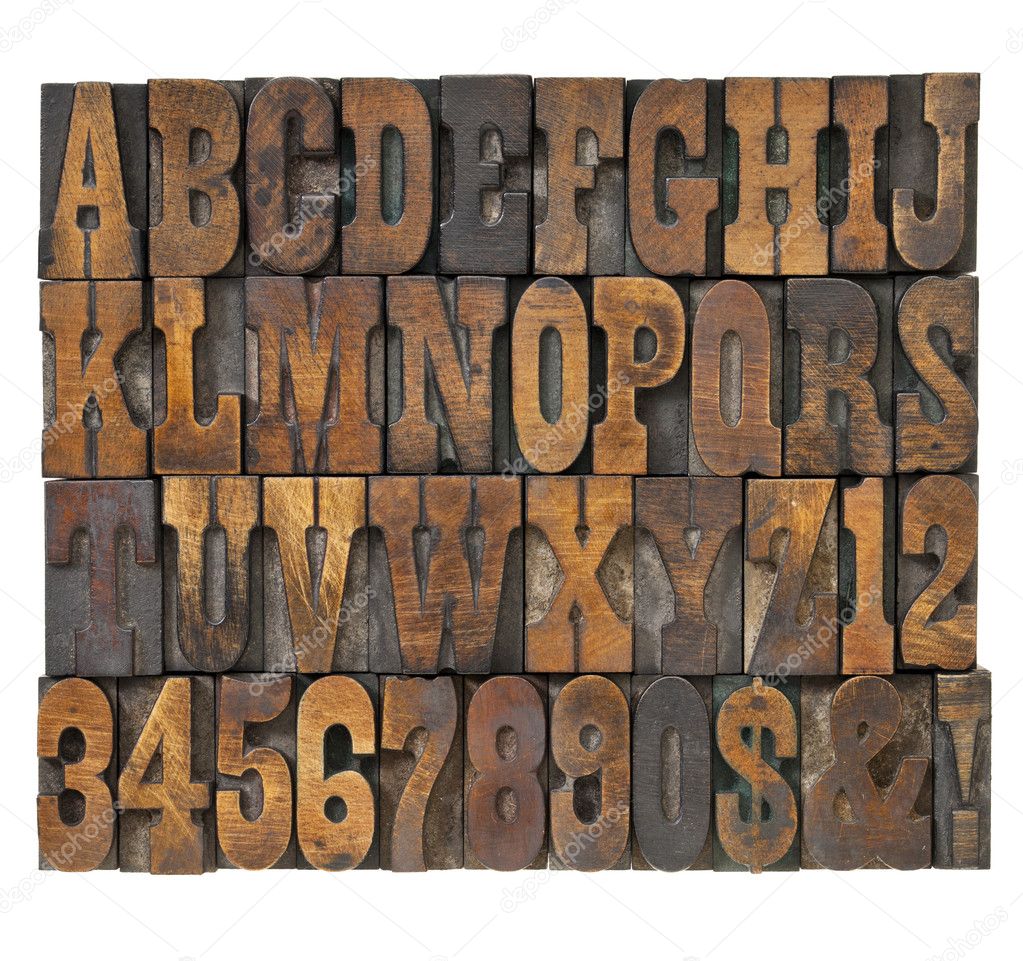 Letters and numbers in vintage type