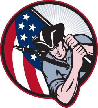 American Patriot Minuteman With Flag clipart
