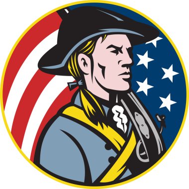American Patriot Minuteman With Flag clipart