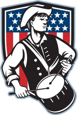 American Patriot Drummer With Flag clipart