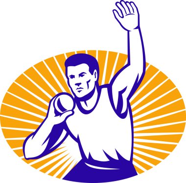 Athlete Shot Put Throw Retro clipart