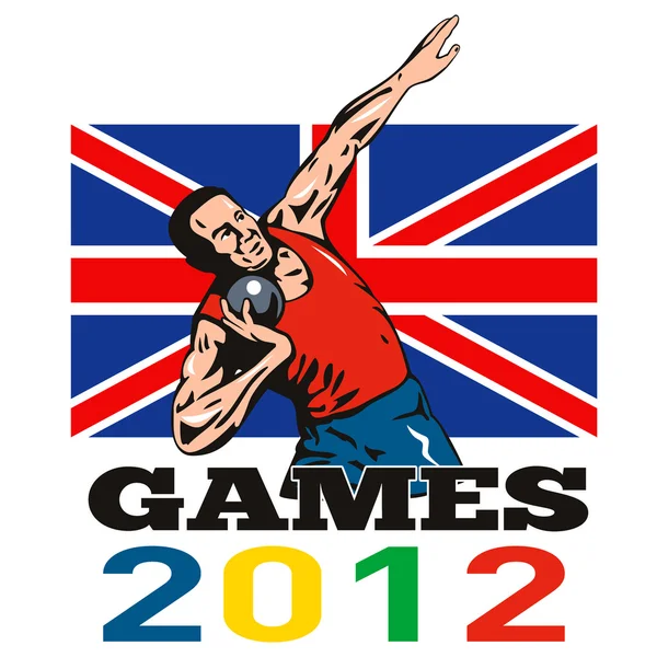 Hry 2012 vrh koulí hodit Britská vlajka — Stock fotografie