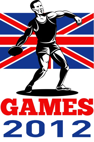 Παιχνίδια 2012 δισκοβολία βρετανική σημαία — Φωτογραφία Αρχείου