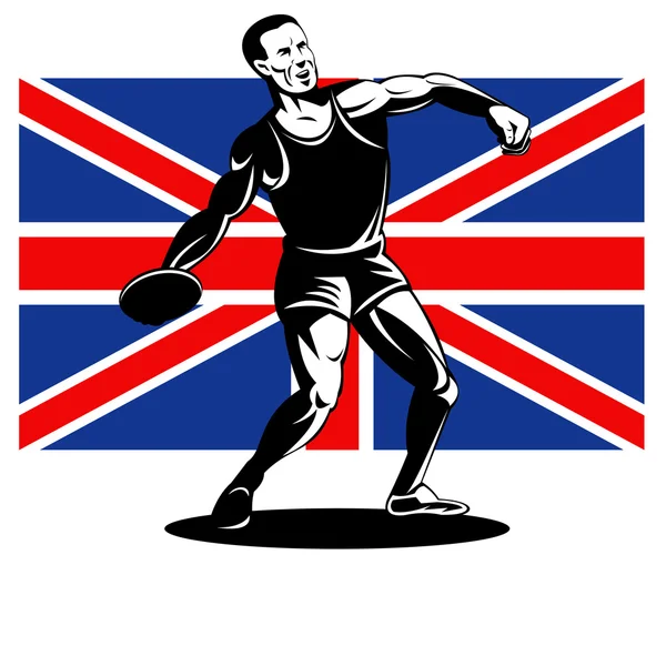 Spel 2012 diskus kasta brittiska flaggan — Stockfoto