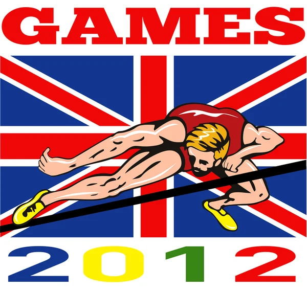 Hry 2012 skok vysoký atletický Britská vlajka — Stock fotografie
