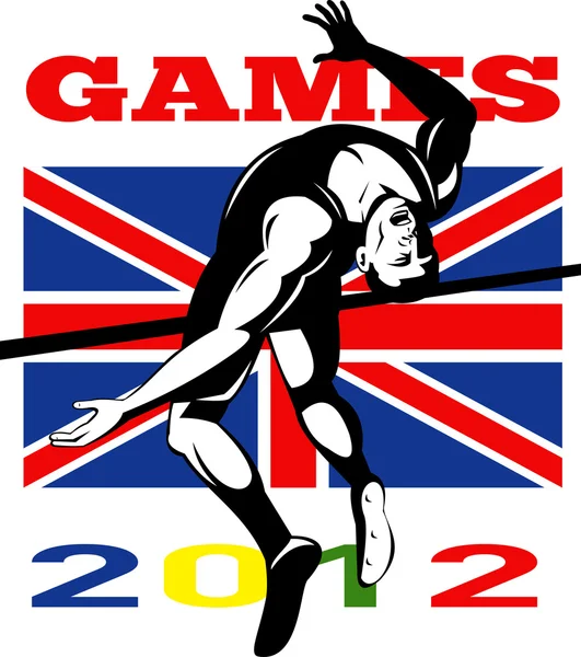 Jogos 2012 High Jump Track and Field Bandeira britânica — Fotografia de Stock