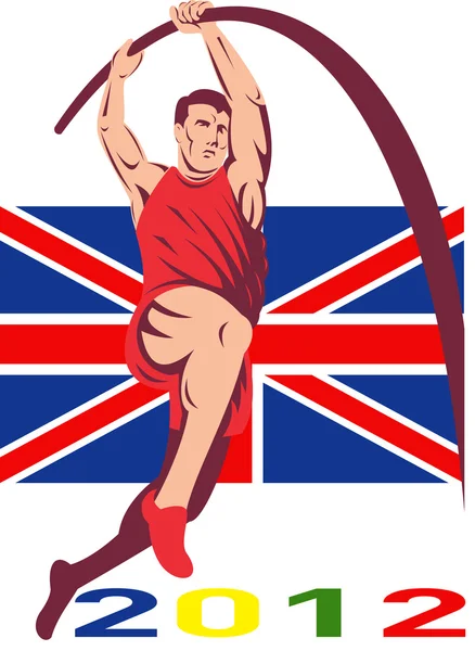 Gry 2012 tyczce atletyki flagi brytyjskiej — Zdjęcie stockowe