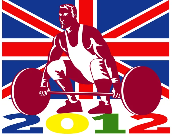 Spel 2012 tyngdlyftning retro brittiska flaggan — Stockfoto