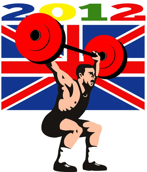 Ігри 2012 важкої атлетики ретро британського прапора — стокове фото